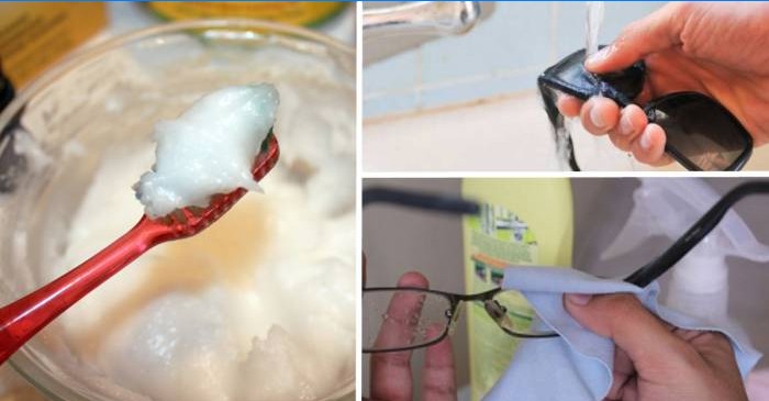 Remoção de arranhões nas lentes com pó de dente