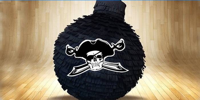 Pinata de bala de canhão com símbolo de pirata