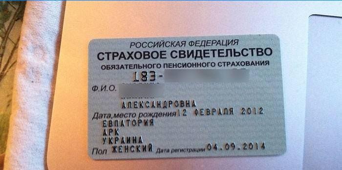 Certificado de seguro de um cidadão da Federação Russa