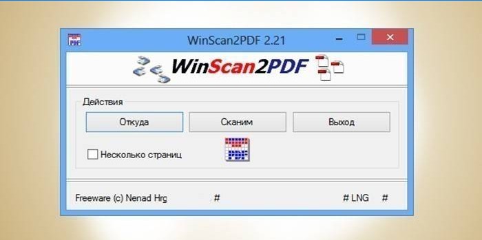 Janela do utilitário WinScan2PDF