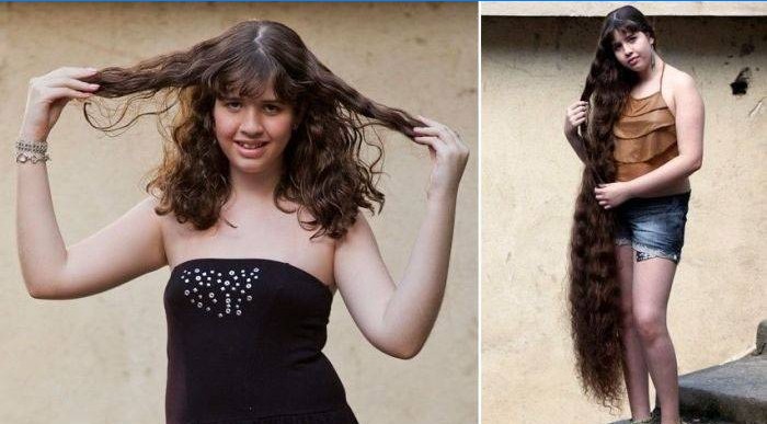 Natasha antes e depois dos cortes de cabelo