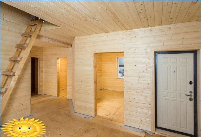 Divisórias internas em uma casa de madeira