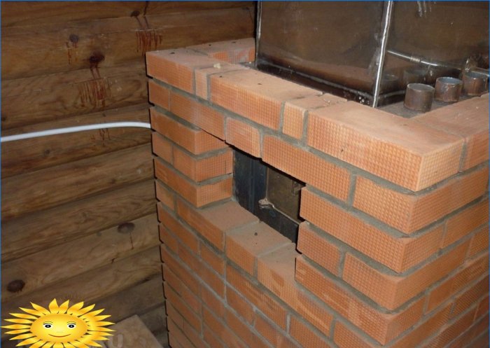Fogão de sauna revestido de tijolos