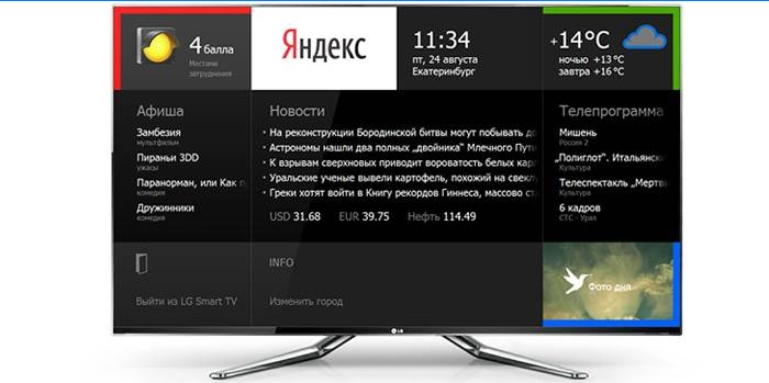 Navegador Yandex na tela da TV
