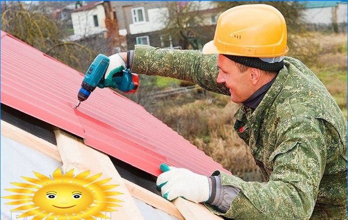 Instalação e instalação de cobertura metálica: telhado faça você mesmo