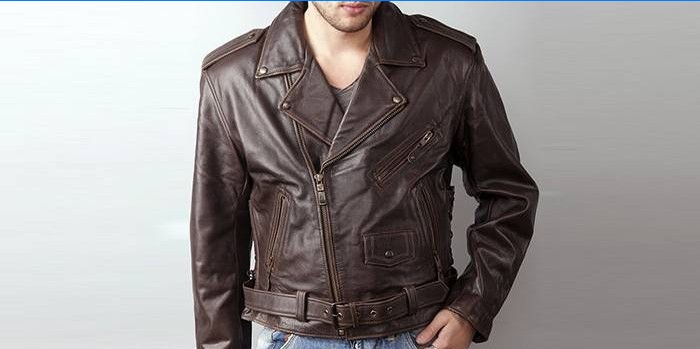 Jaqueta de couro marrom motociclista para homens primeiro clássico