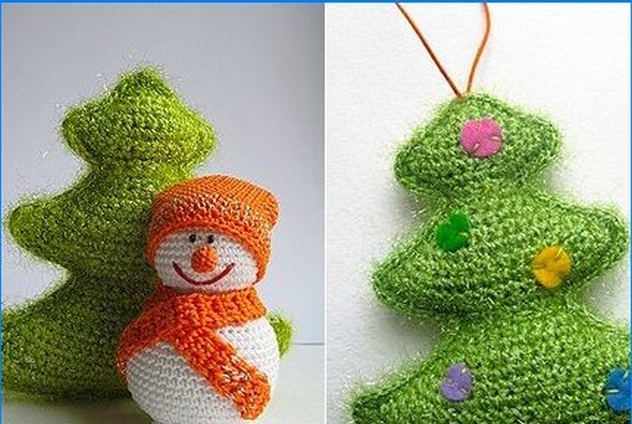 Decorações originais para árvores de Natal de crochê
