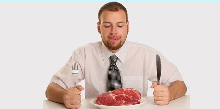 Um homem vai comer carne