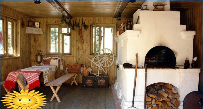 Interior da cabana russa