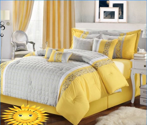 Combinações de cores elegantes no interior: amarelo e branco