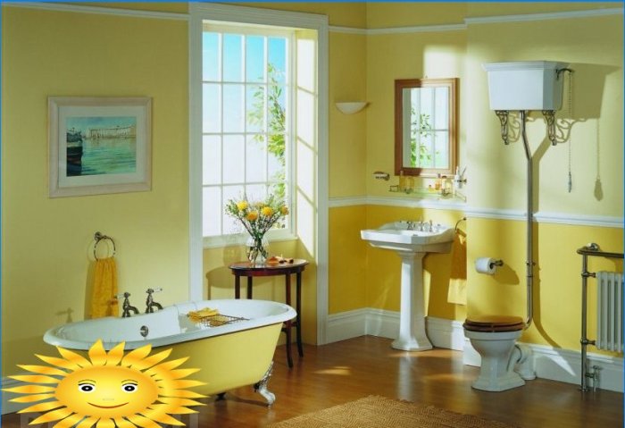 Combinações de cores elegantes no interior: amarelo e branco