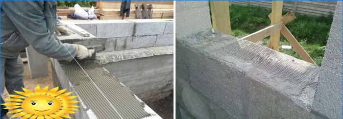 Colocação de blocos de concreto de poliestireno