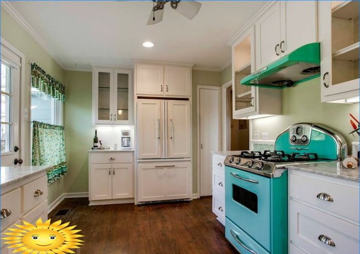 Eletrodomésticos claros na cozinha: seleção de fotos