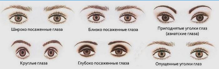 Formato dos olhos e vista da seta