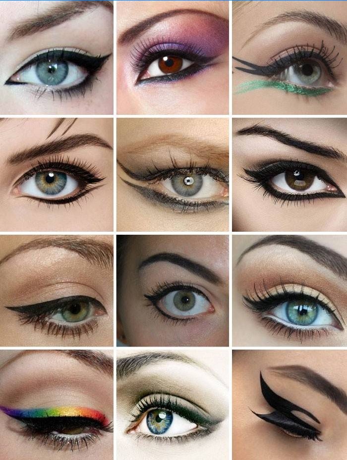 Setas para diferentes formatos de olhos