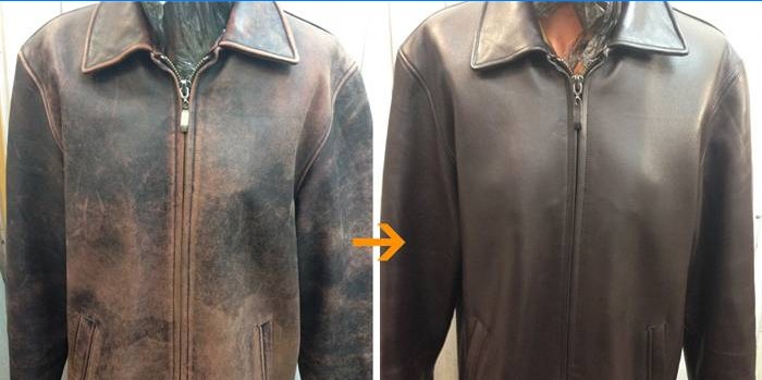 Jaqueta de couro antes e depois