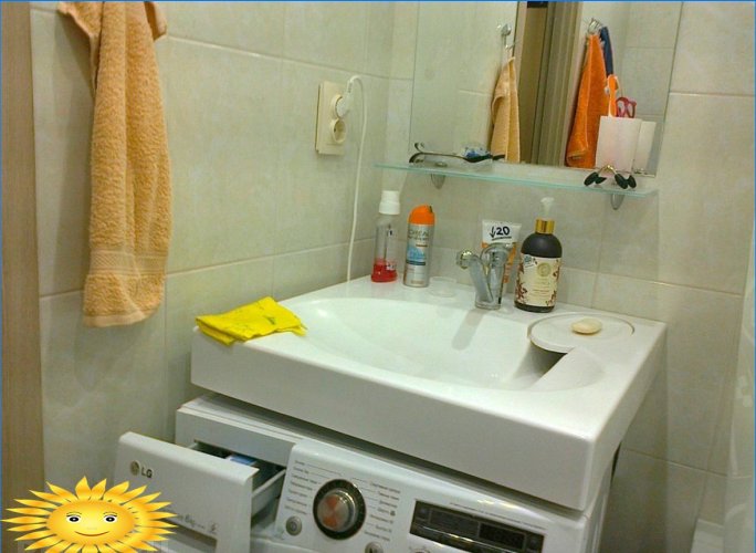 Máquina de lavar roupa debaixo da pia: características de seleção e instalação
