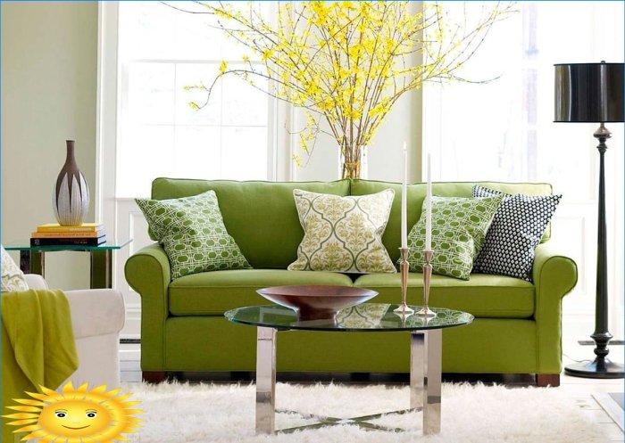 O sofá como o destaque mais brilhante da sala de estar