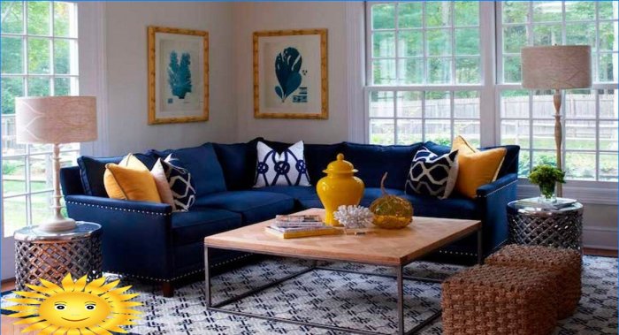 O sofá como o destaque mais brilhante da sala de estar
