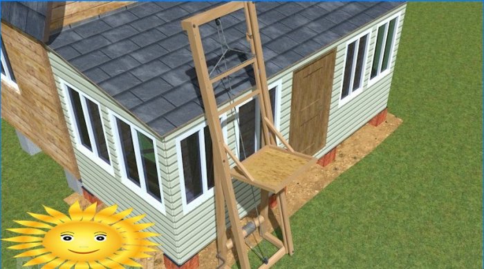 Guincho de construção faça você mesmo: como levantar uma carga para o telhado