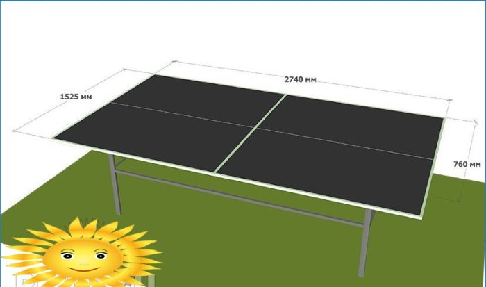 Mesa de tênis para todos os climas, faça você mesmo: desenhos, dimensões